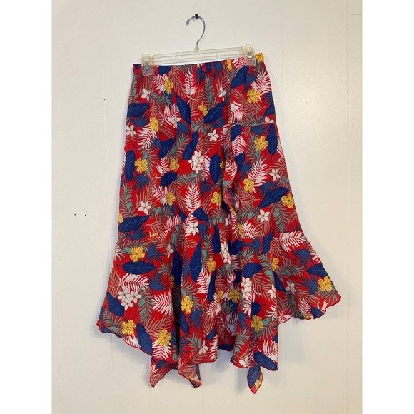 Easel Los Angeles Dresses & Skirts - Easel Los Angeles Tropical Floral Print Asymmetrical Hem Midi Skirt Women's  M